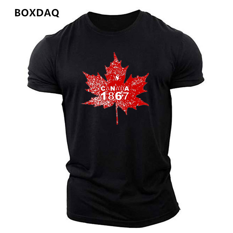 패션 캐나다 메이플 리프 패턴 남성 티셔츠 여름 짧은  - Street Fashion Canada 리뷰 및 가격